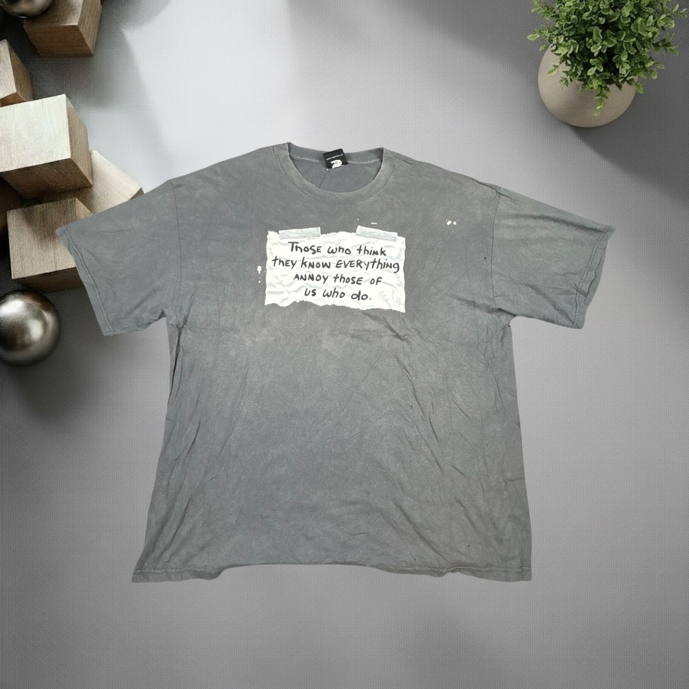 Vintage Hybrid Tees Y2K Graphic T-Shirt Grey Boxy Fit Distressed Grunge Skater